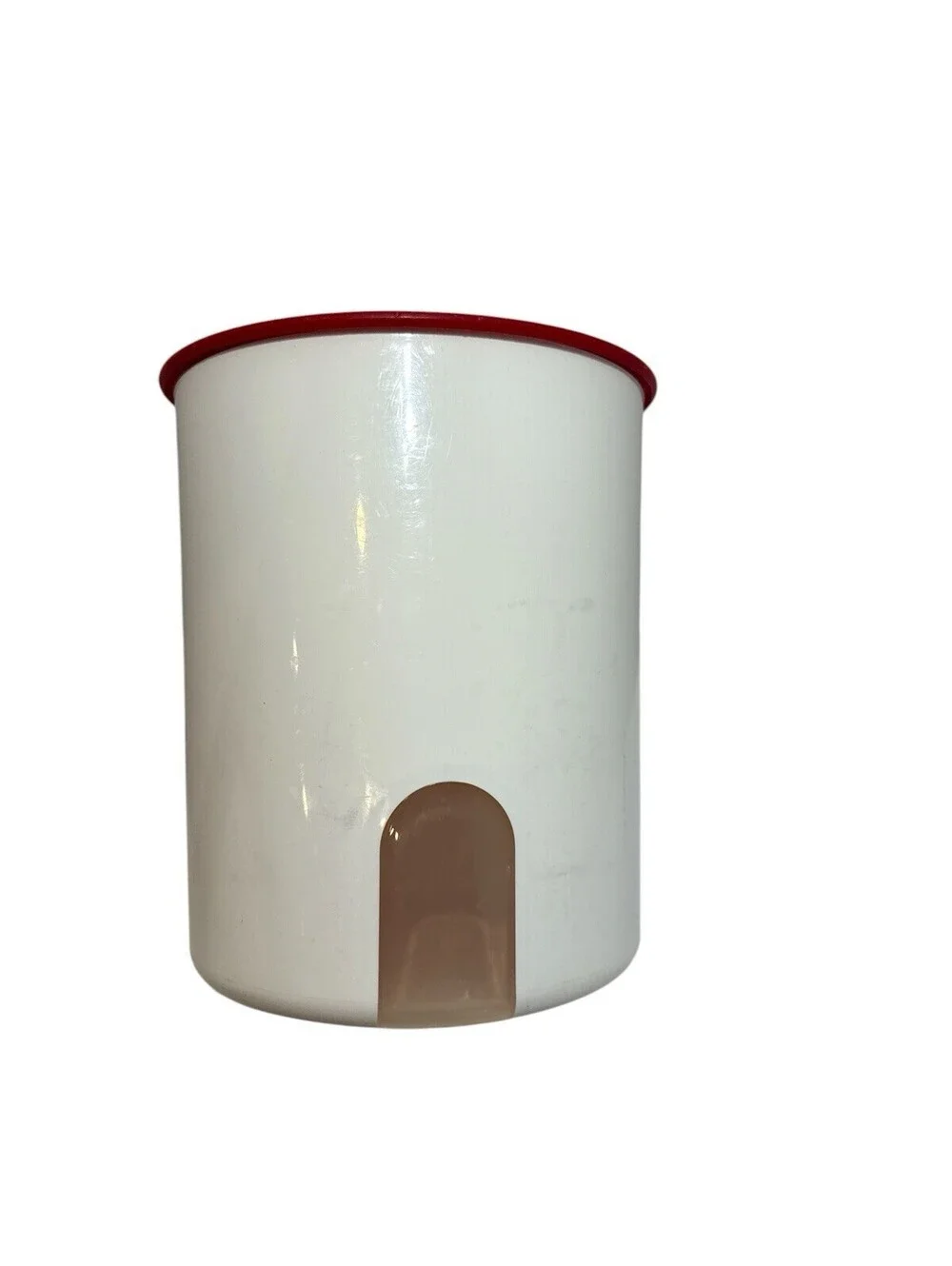 8 piece Tupperware One Touch Nesting Canisters Set White with Red Lids